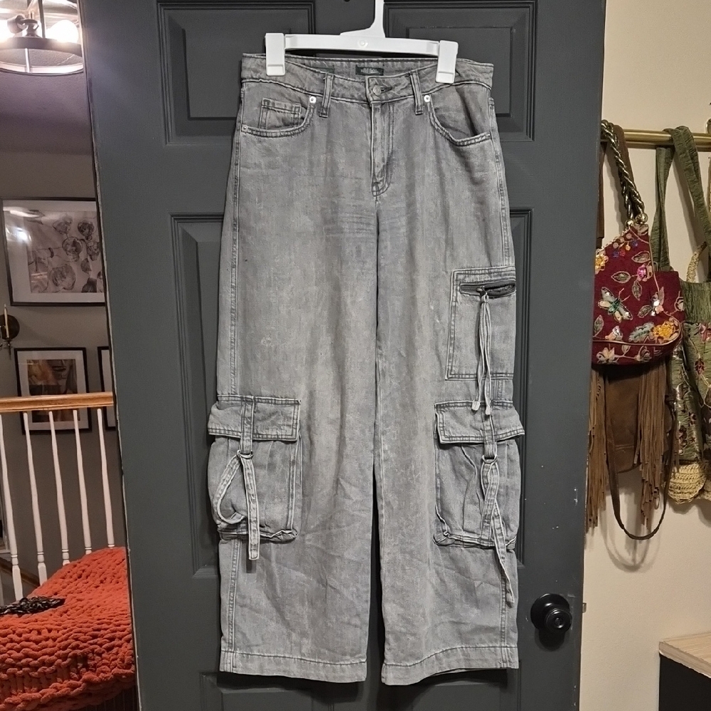 Gray Casual Cargo Jeans